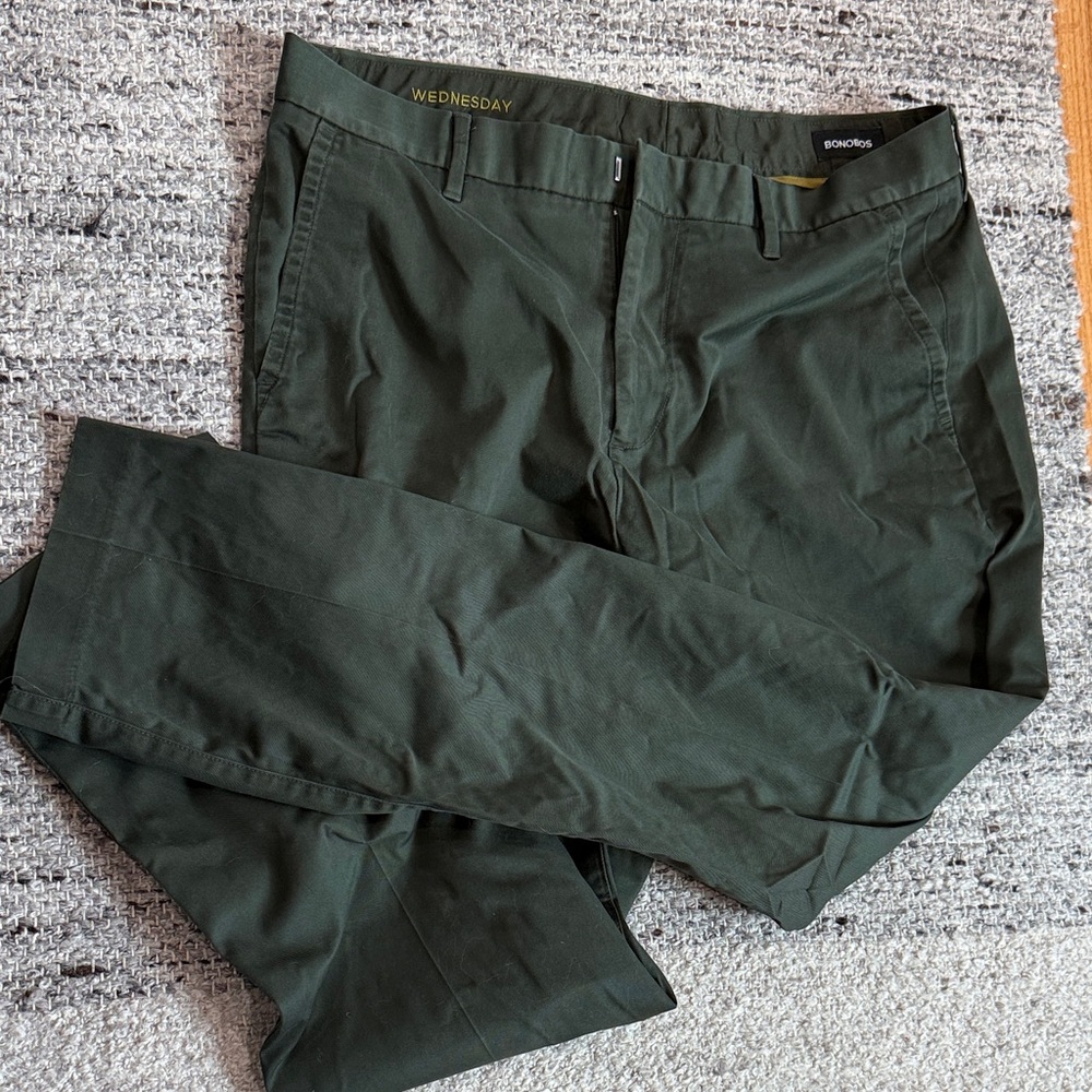 Bonobos Wednesday Dlim Dark Forest Green Chinos 34x30